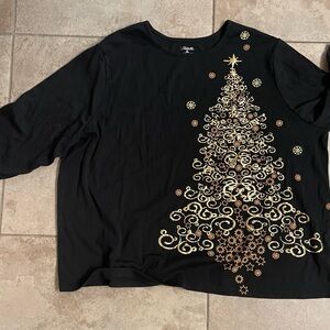 Liz & Me Black Top with Gold Accents-2X